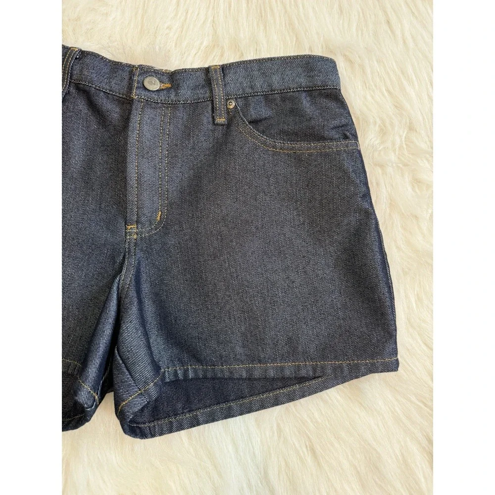 90s Arizona Jeans Dark Indigo Raw Denim Short Sz 11 Gloss Finish High Rise Retro